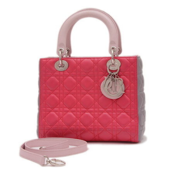Dior Lady Cannage Bag Pink Gray Tricolor - Picture 1 of 7